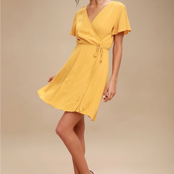 Lulus | Dresses | Harbor Point Mustard Yellow Wrap Dress | Poshmark